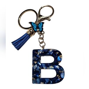 ​💙 Boho Luxe Initial 'B' Keyring W/ Butterfly & Tassel 💙